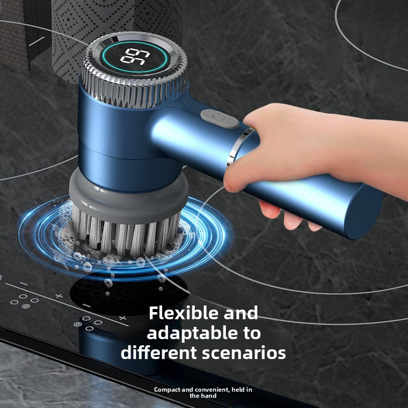 Rechargeable Cordless Electric Pot Scrubber with Multi-Functional Cleaning Brush Heads
