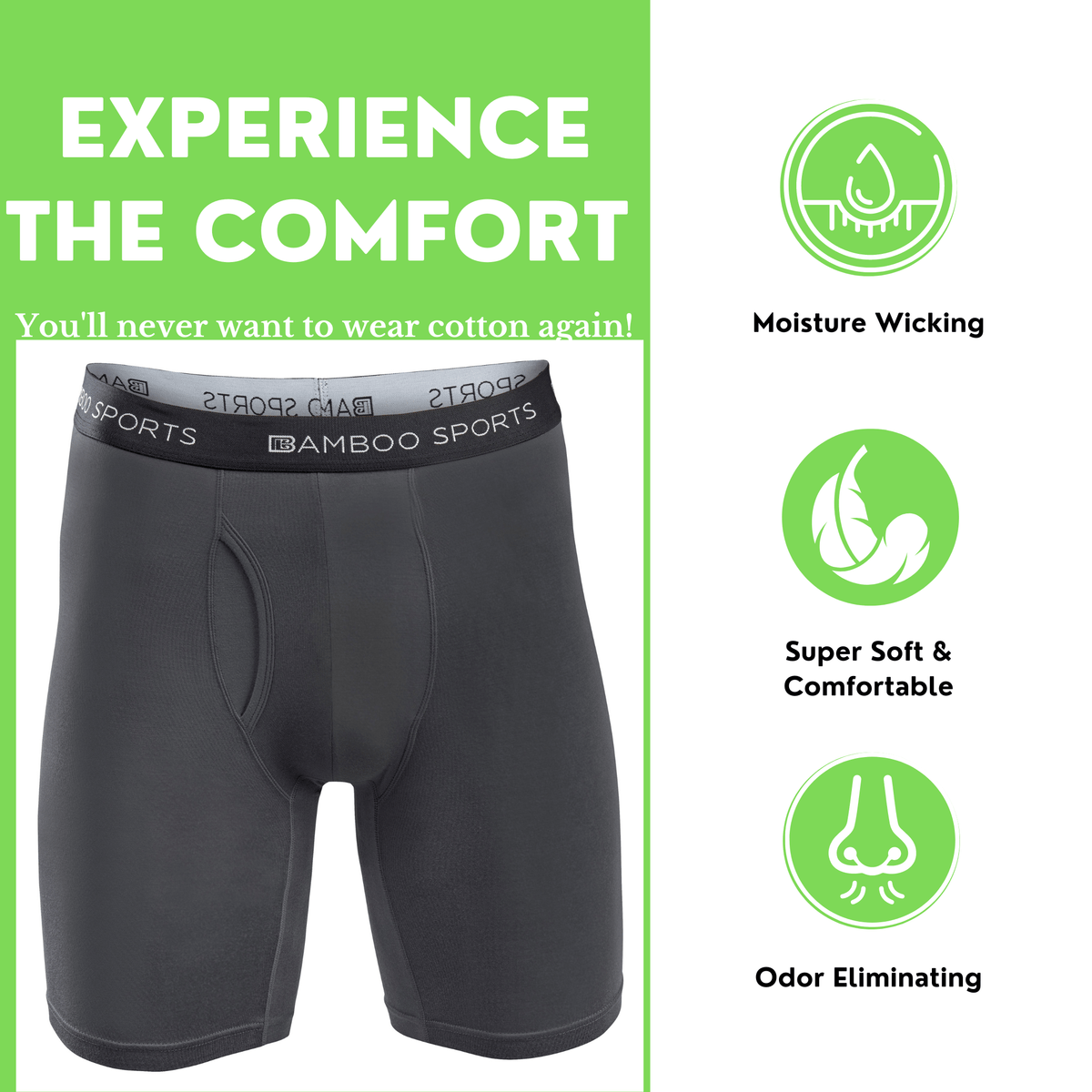 Men's 6" Inseam Bamboo Rayon Boxer Briefs - 4 Pack